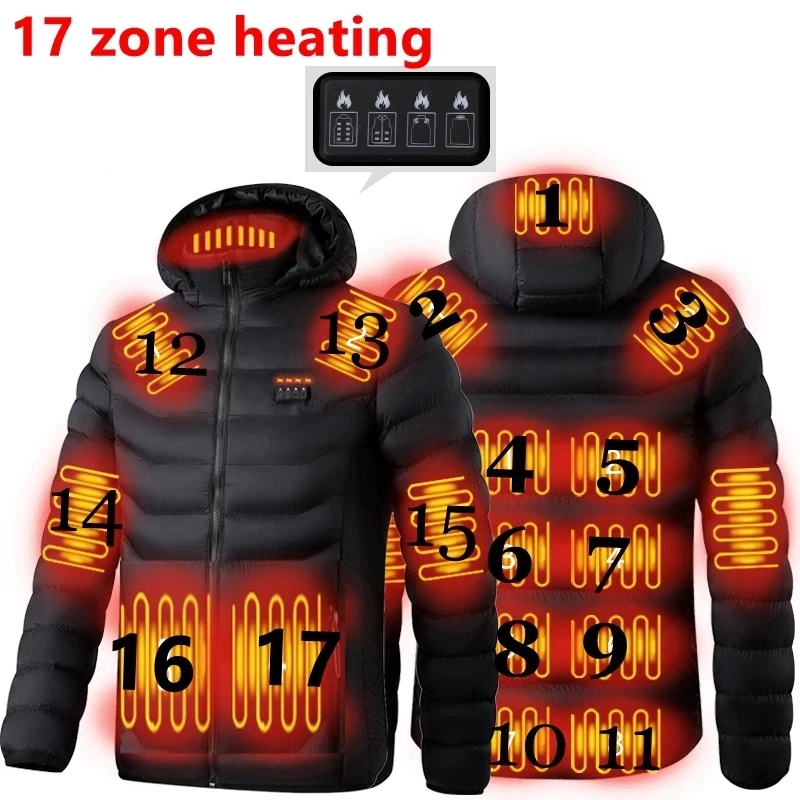 Men 9 Areas Heated Jacket USB Winter Outdoor Electric Heating Jackets Warm Sprots Thermal Coat Clothing Heatable Cotton jacket