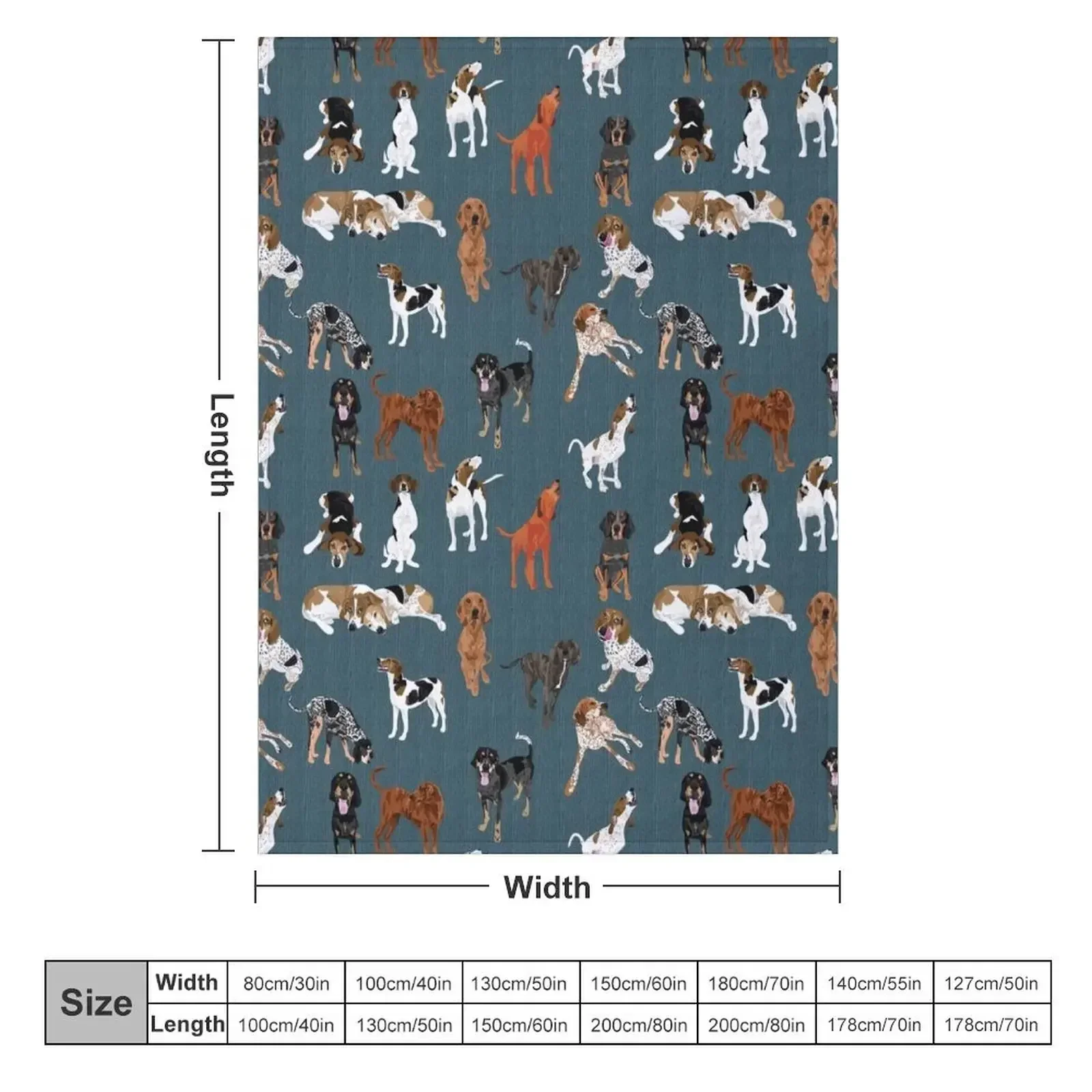 Coonhounds on Dark Teal Throw Blanket Moving For Baby Thins Baby Blankets