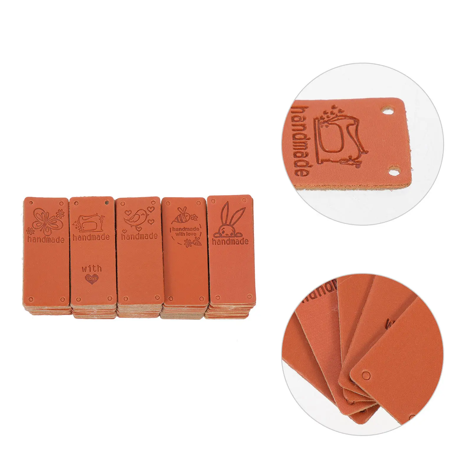 100Pcs Smooth Premium Embossed Labels Color-Transforming Design Clear Print for Clothing Tag Collar Label Jeans Shirt
