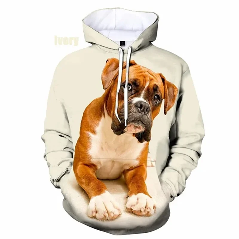 Boxer Dog Graphic Pullover Hoodies 3D Pet Dog Printing Jackets For Men Kid Funny Cute Hooded Sweatshirts Women Winter Tracksuits