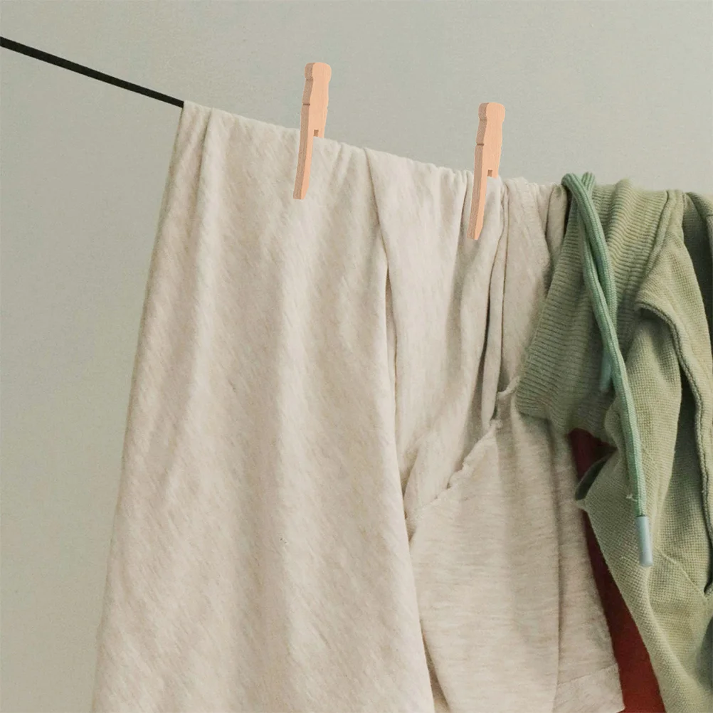 

50pcs Wooden Clothes Pins Natural Wood Large Capacity Laundry Drying Clips For Quilt Towel Socks Baby Clothes Pegs Craft