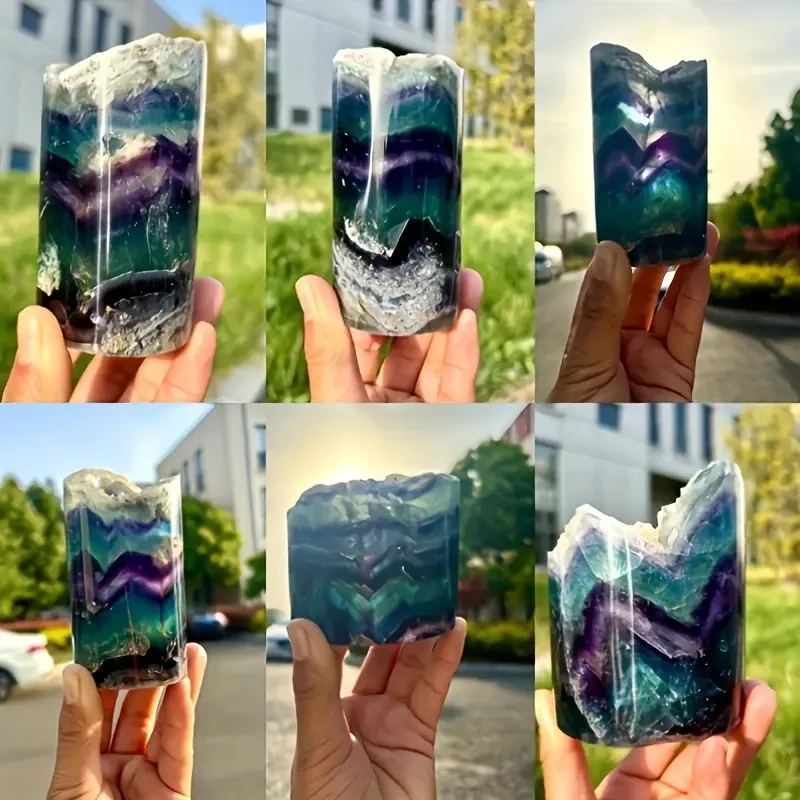 

1pc Natural Irregular Fluorite Crystal Decorative Ornament Crystal Stone Home Decoration
