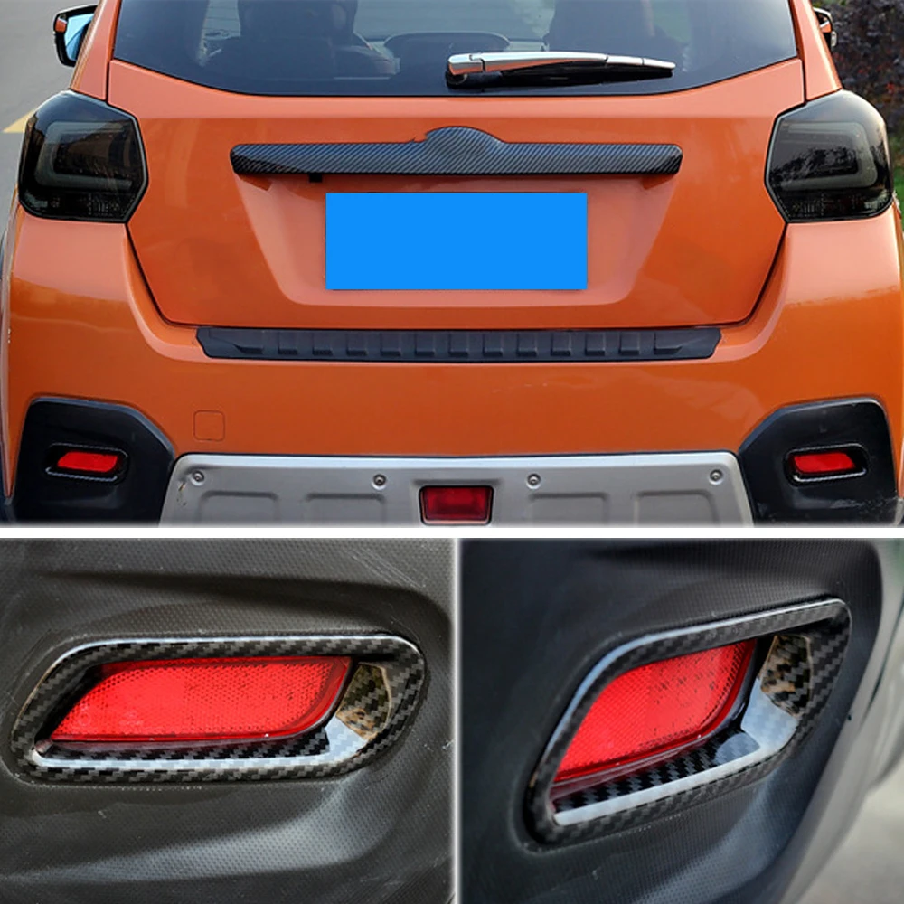 K-Car Front Rear Bumper Fog Lamp Light Frame Cover Sticker Trim ABS Carbon Fiber Styling For Subaru XV 2012 2013 2014 2015