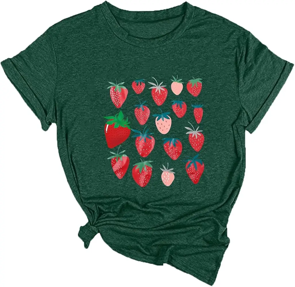 Strawberry Tshirt Womens Cute Fruit Tshirt Feeling Berry Good High Quality 100%Cotton Short Sleeve