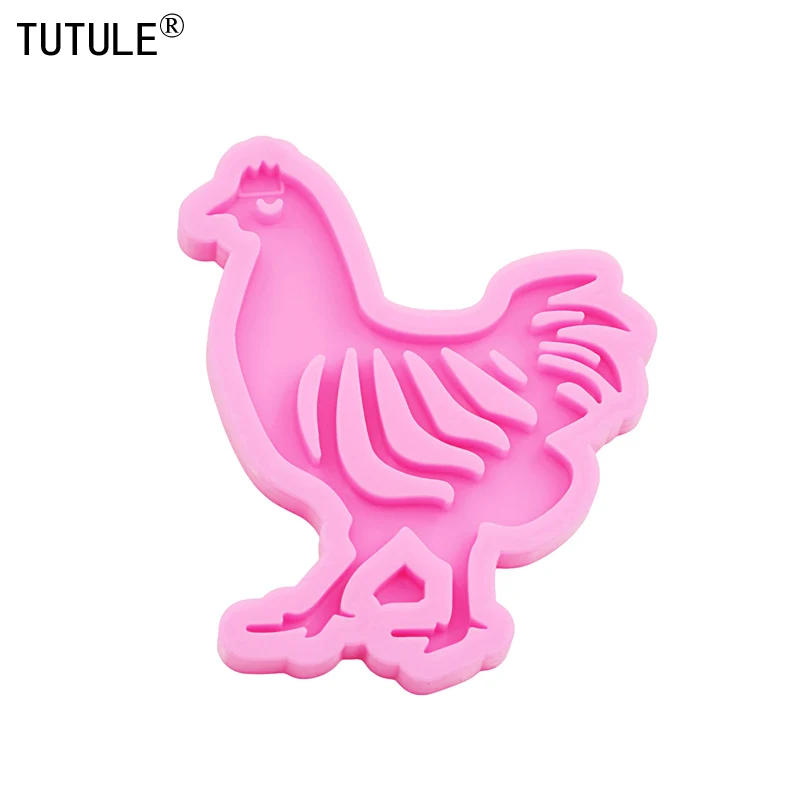 Shiny Chicken Silicone Mold Making With Epoxy Chicken Keychain Pendant Clay Accessories Silicone Mould Fondant Chocolate Molds