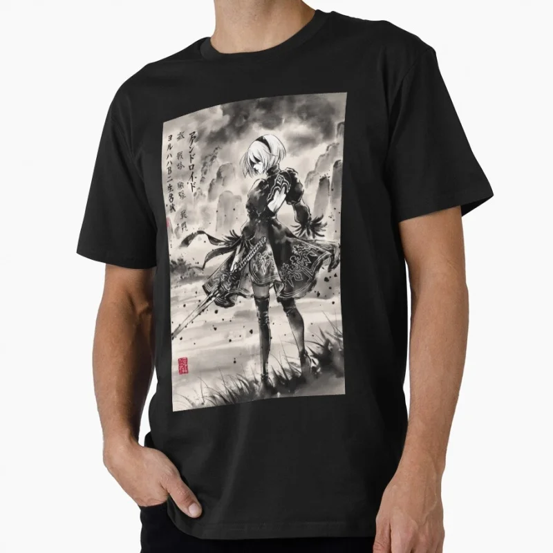 NIER AUTOMATA 2B Cyberpunk Anime Unisex Tee Gamer Gift Video Game Shirt 0704 Streetwear Clothing Sexy Waifu Graphic Tee S-6XL