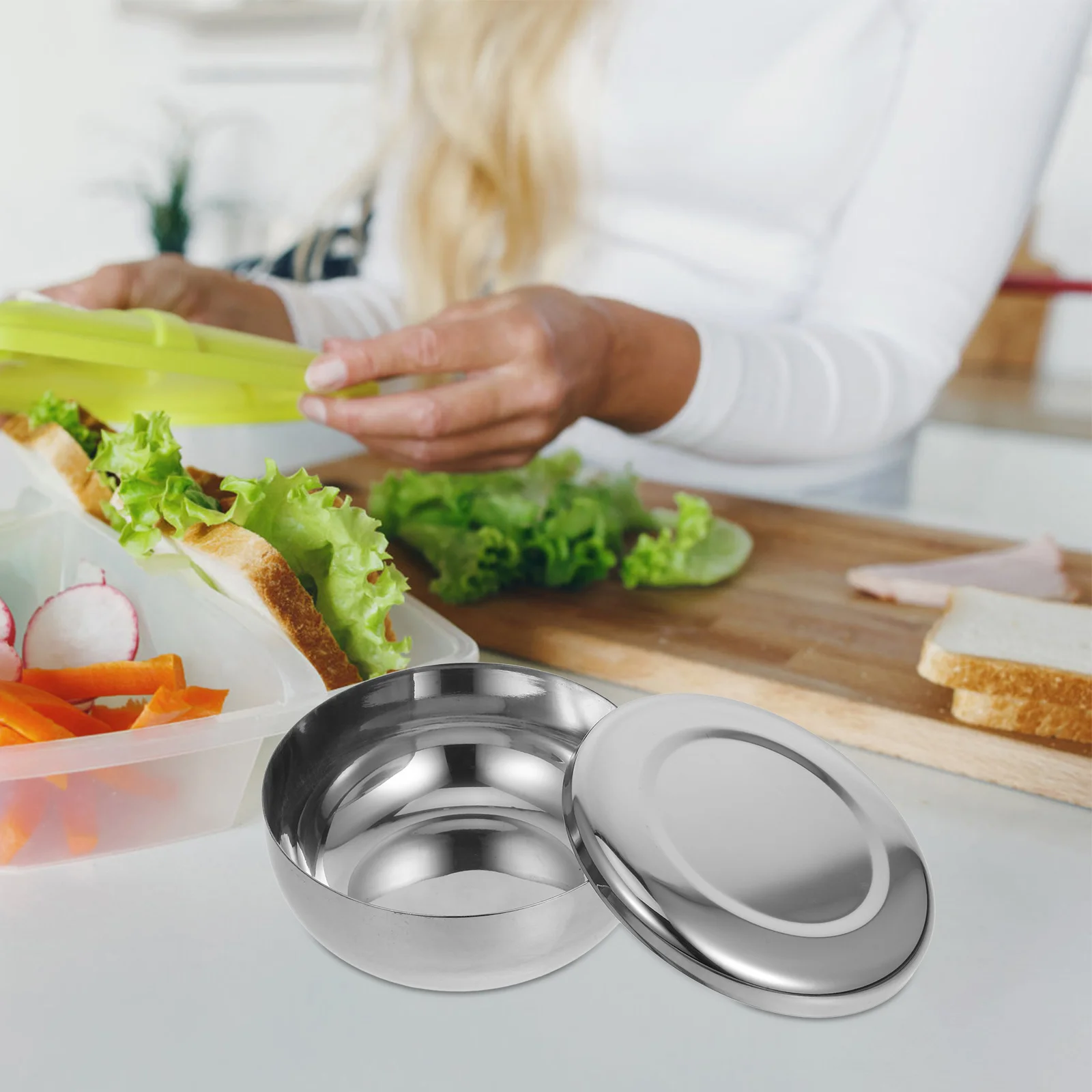 

3pcs Stainless Steel Set Smooth Prep Cooking Bowl Lightweight Portable Salad Soup Rice Storage Bowl Kitchen Utensil