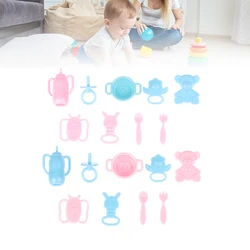 9pc/Set 1:12 Dolls House Baby Doll Feeding Pacifier Bottle For Nursery Miniature Baby Bottles Nipple Bowl Spoon fork teether Set