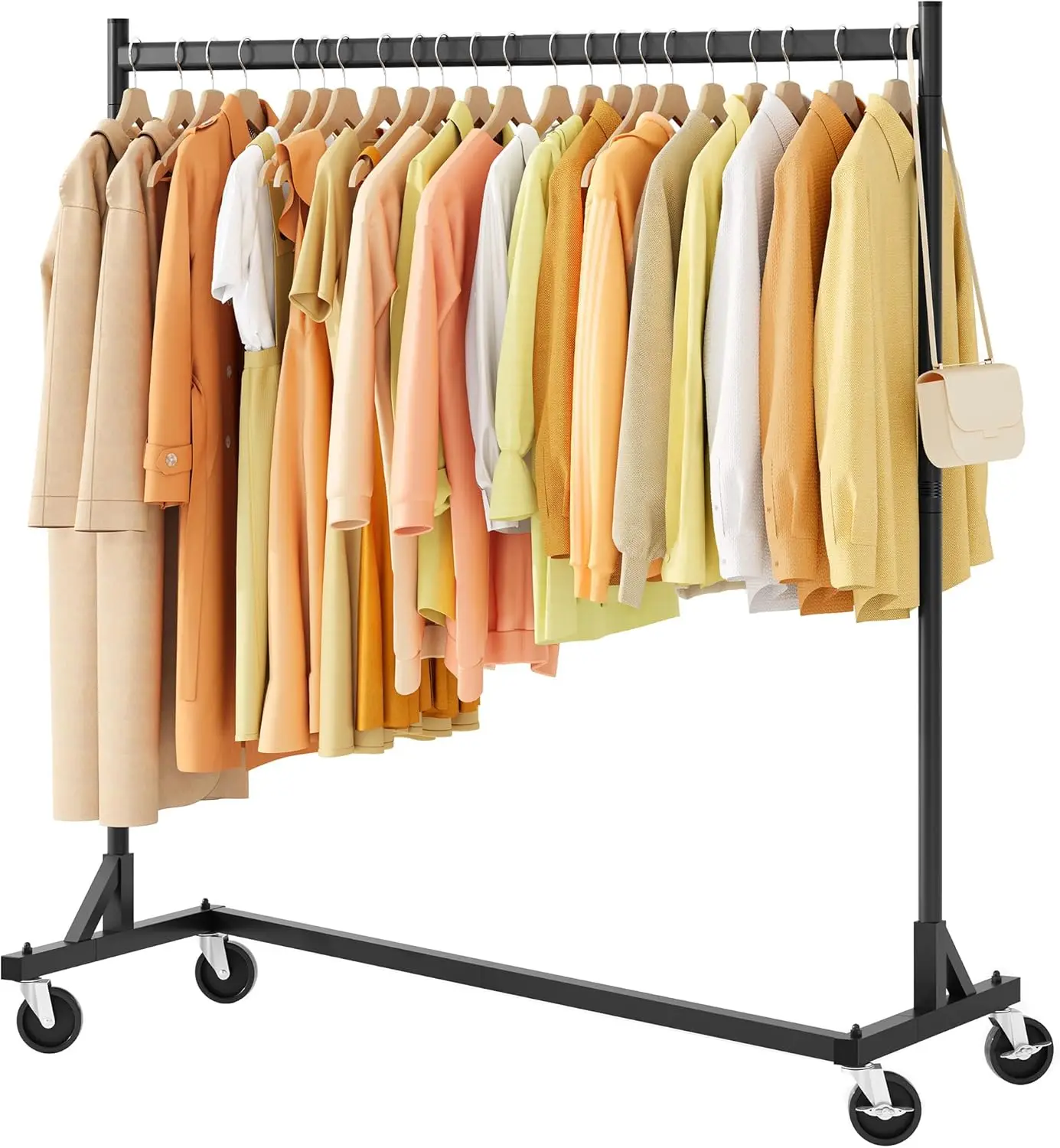 

Прочная передвижная вешалка для одежды с Z-образным основанием, прочный металлический органайзер для одежды, черный