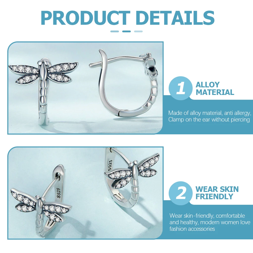 

Design-sensory Earrings Jewelry Dragonfly Sterling Silver Loop Drop Minimalist for Women