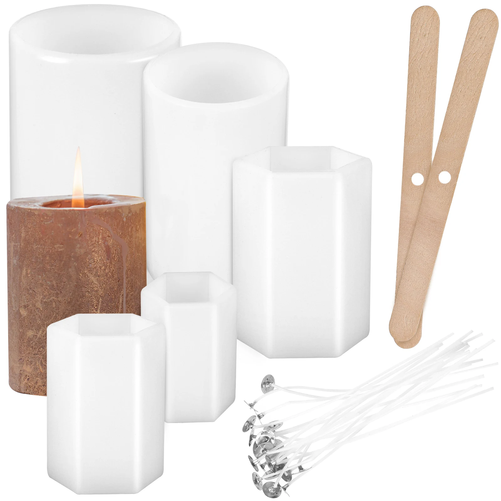 

Molds Silicone Pillar Making Kit Supplies Mold Wick Holders Cores Set For Candles Wax Craft DIY Tools