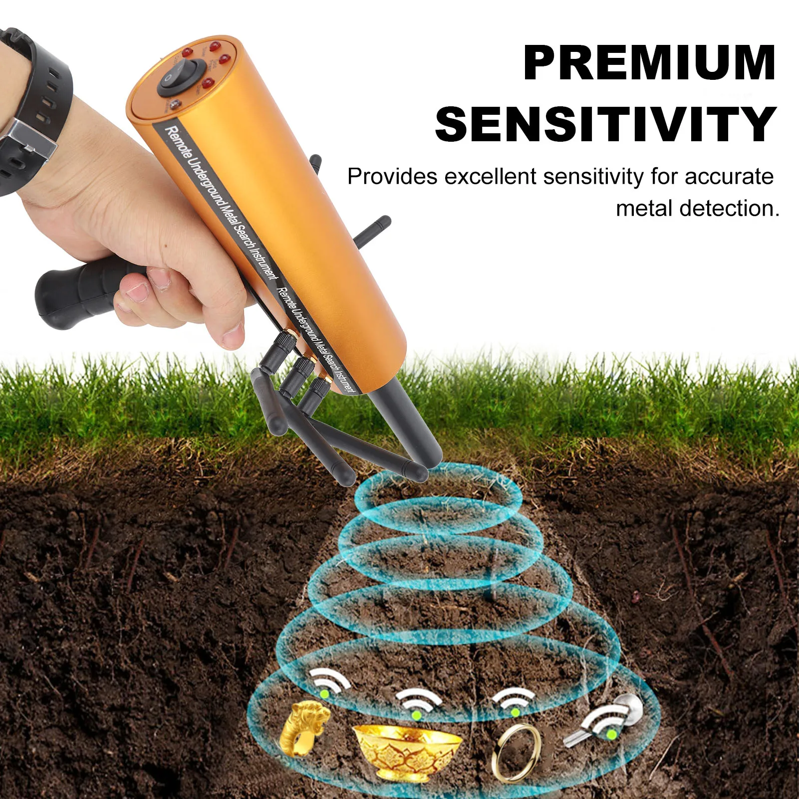 Localizzatore d'oro AKS Metal Detector Puntatore di metalli Profondità 30 m Portata 1200 m 6 antenne Ricerca accurata Rilevatore di oro Metal Detector