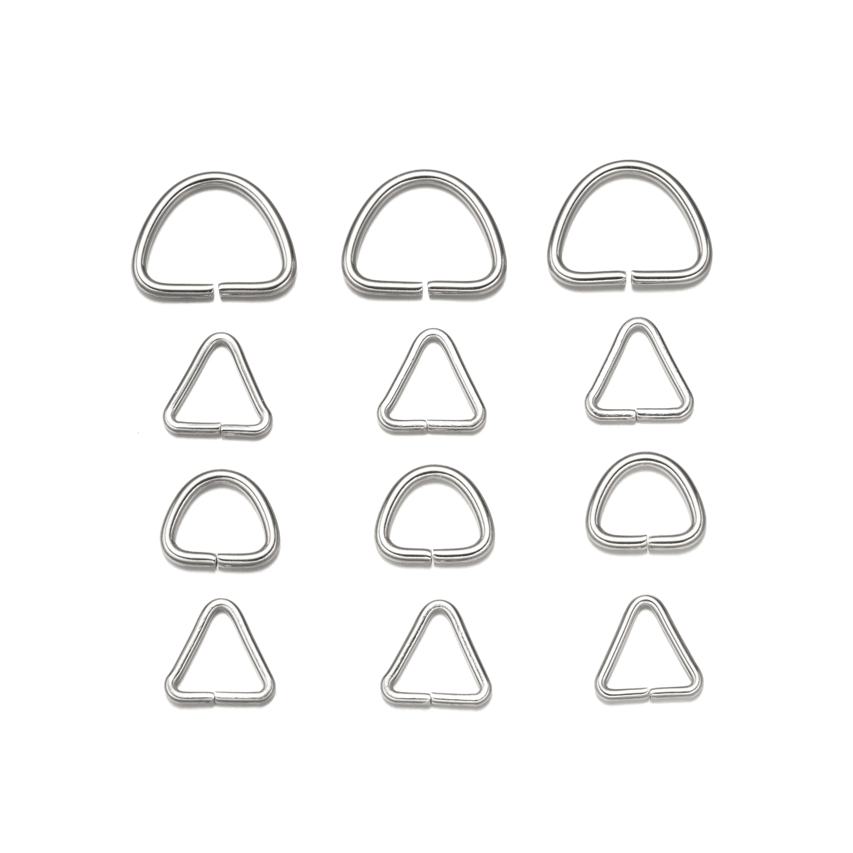 100 stücke edelstahl d ring schnalle dreieck offener sprung ring für diy ohrringe armband schmuck herstellung liefert zubehör handwerk – Detail 2
