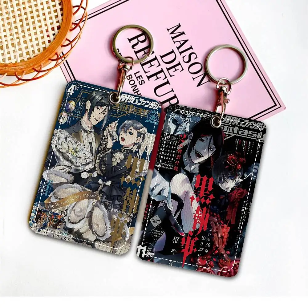 الكلاسيكية أنيمي B-أسود B-Butler حامل بطاقة مناسبة للبنك الأعمال حامل بطاقة العمل بطاقة الهوية الائتمانية شارة حقيبة حامل المفاتيح #3