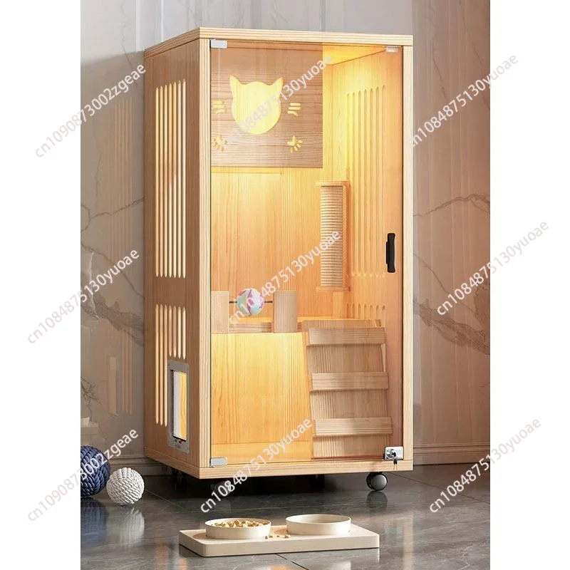 

Cat villa household indoor cat cabinet nest cat house free space house solid wood cage house