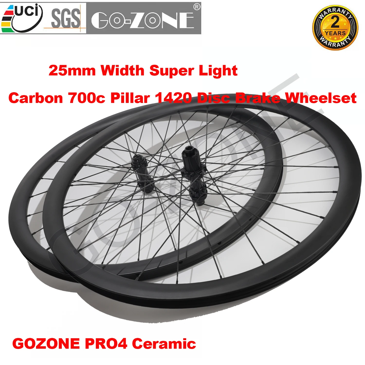 Factory Outlet Super Light Clincher Tubeless Carbon Wheelset Disc Brake 700c GOZONE PRO4 Ceramic Pillar 1420 Carbon Road Wheels