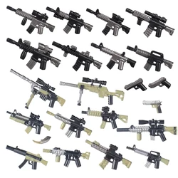 Military Weapons Guns Building Blocks Solider Figures Accessories US Machine Guns Printing silver plating M4 M16 Rifle Brick Toy
