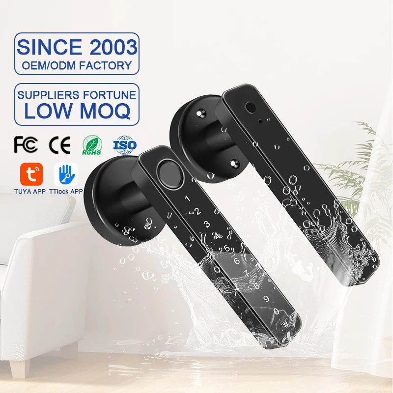 Черный SF047 алюминиевый сплав TuyaSmart дверной замок с отпечатком пальца 60/70 домашняя безопасность умная ручка дверные умные замки