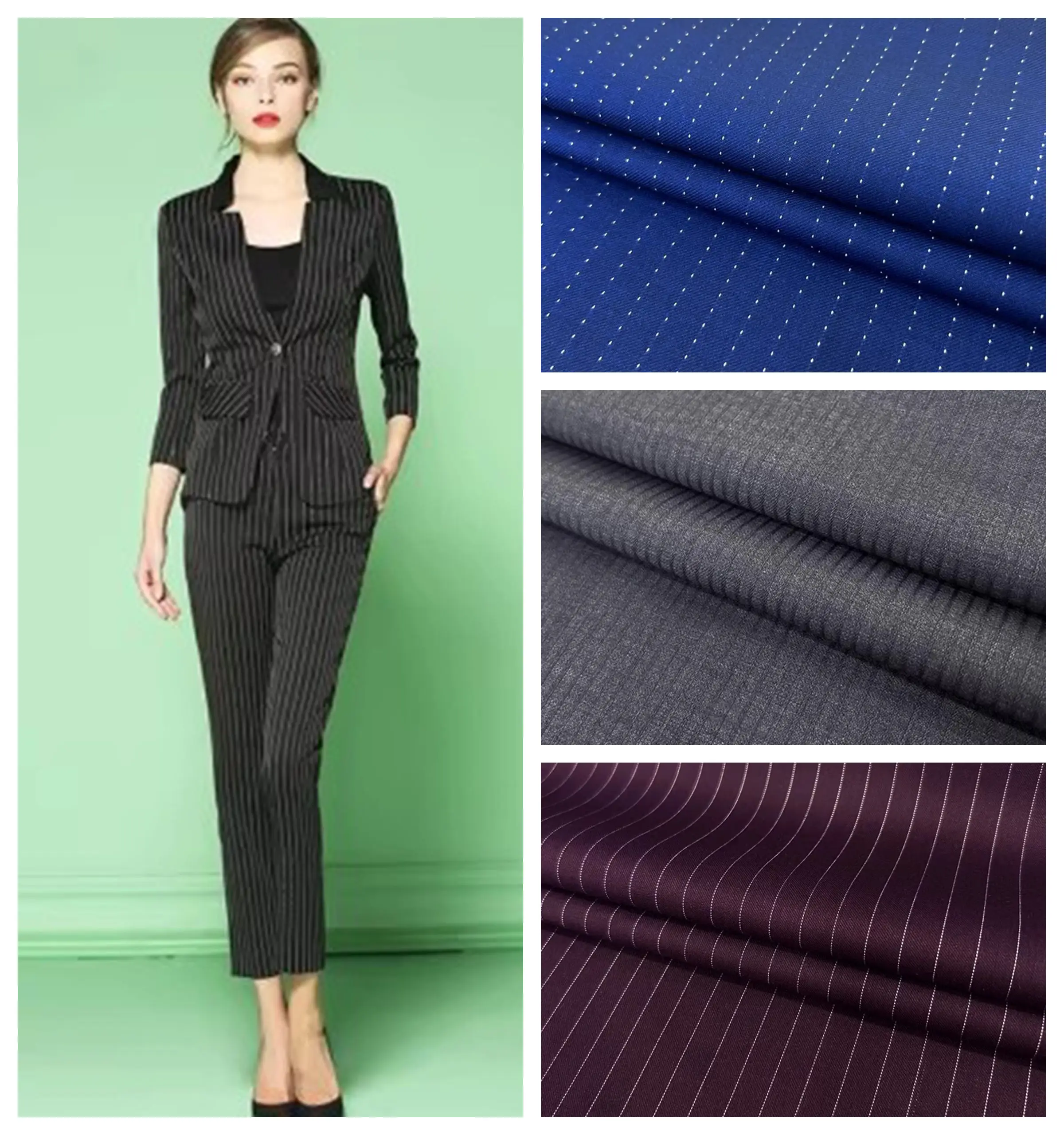 

Striped Suit Fabric By The Meter for Clothing Jacket Pants Skirt Dress Coat DIY Sewing Anti-wrinkle Cloth Soft Navy Blue Black