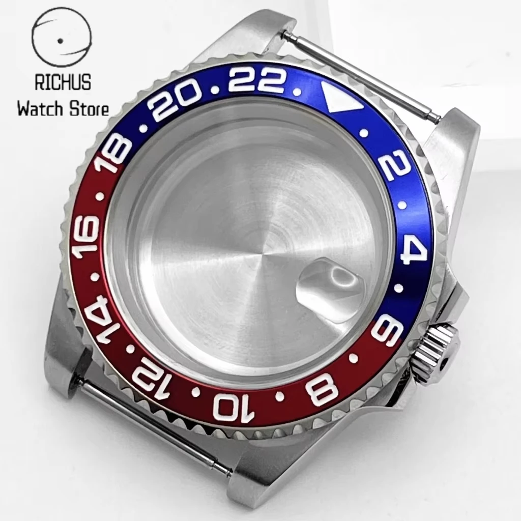 40mm GMT Bezel Watch Case Compatible with NH35 NH36 ETA2824 PT5000 Miyota82 Series DG2813 3804 Automatic Movement Watch Accessor