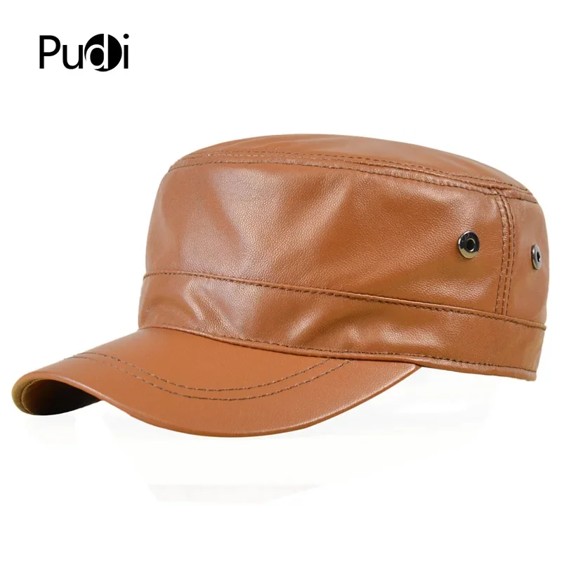 HL153 Genuine Leather Men Baseball Cap Hat High Quality Men's Real Sheep Skin Leather Adult Solid Army Hats Caps