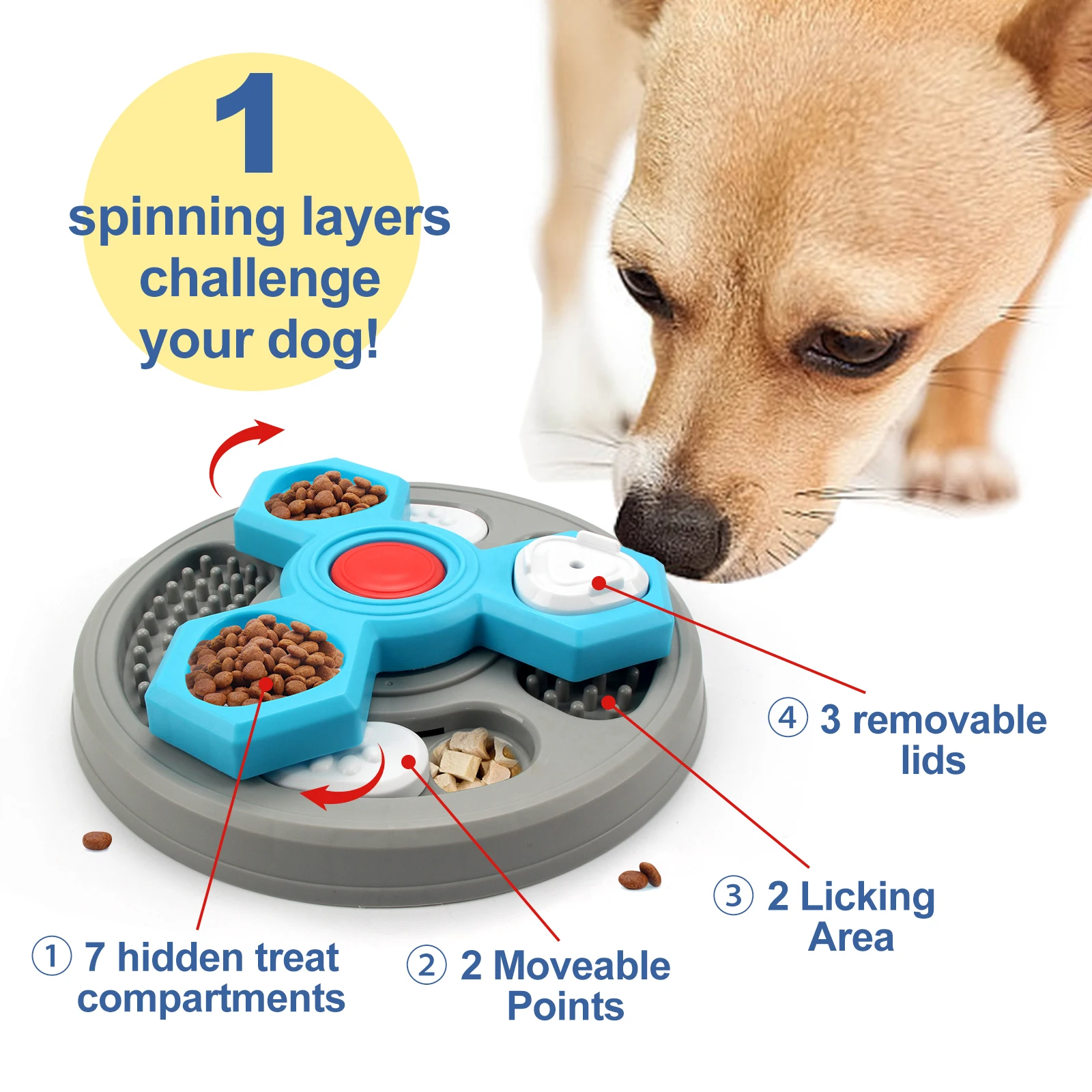 2-Layers Dog Puzzle Toys Slow Feeder Food Dispenser Interactive Increase Puppy IQ Anti-Choking Tableware Dog Licking Plates