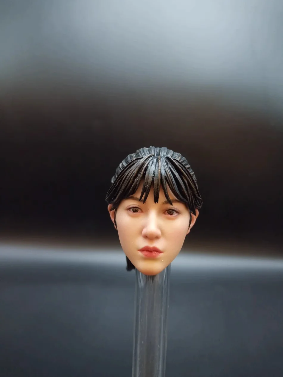 KUMIK 1/6 Scale Female Soldier Head Sculpt Korean Star Head Carving with Transplant Hair for 12Inch Action Figure Body ﻿