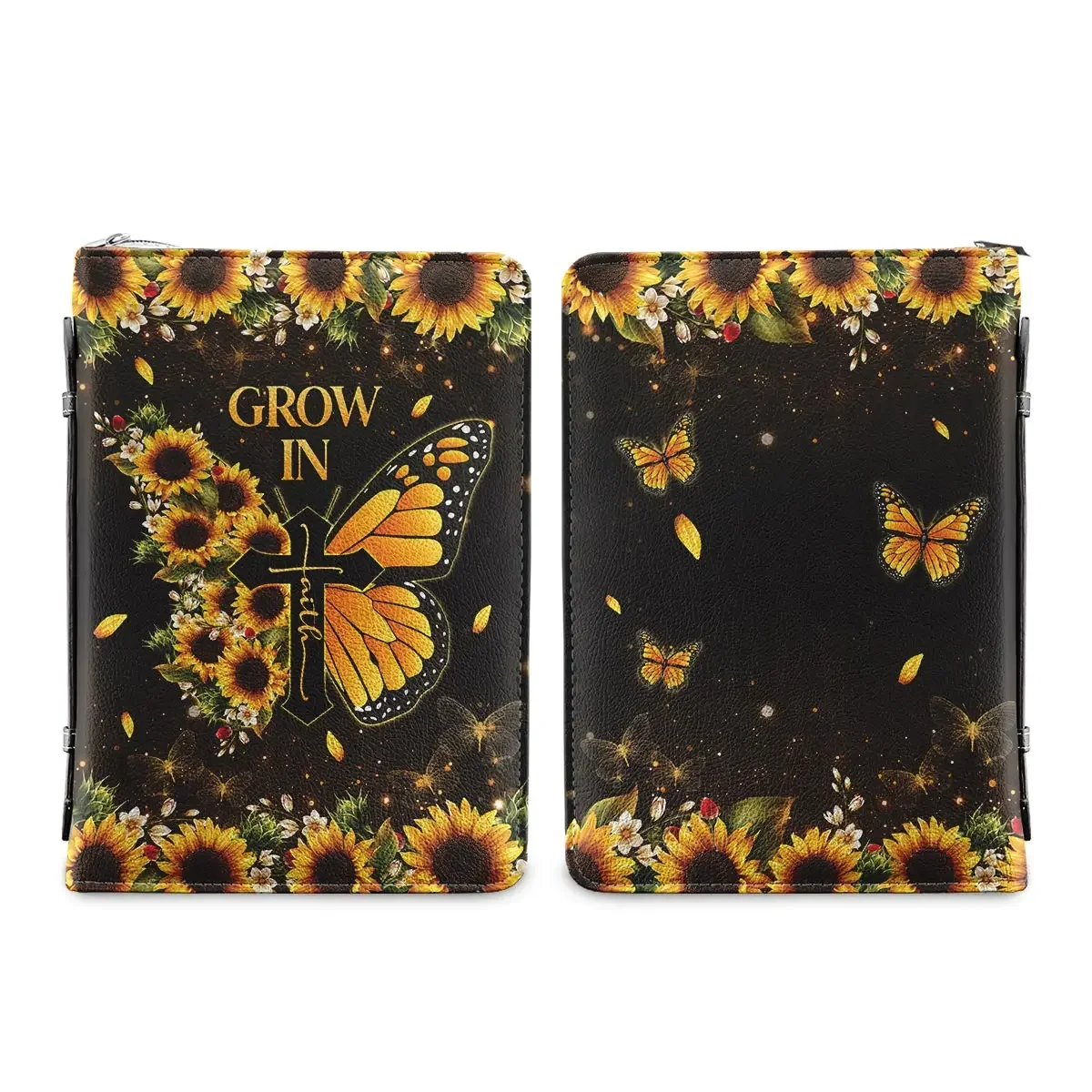 Women's Personalitized Bible Storage Bag Pretty Butterflies Sunflower Design Bible Case Cover High Quality Handle Holy Handbags