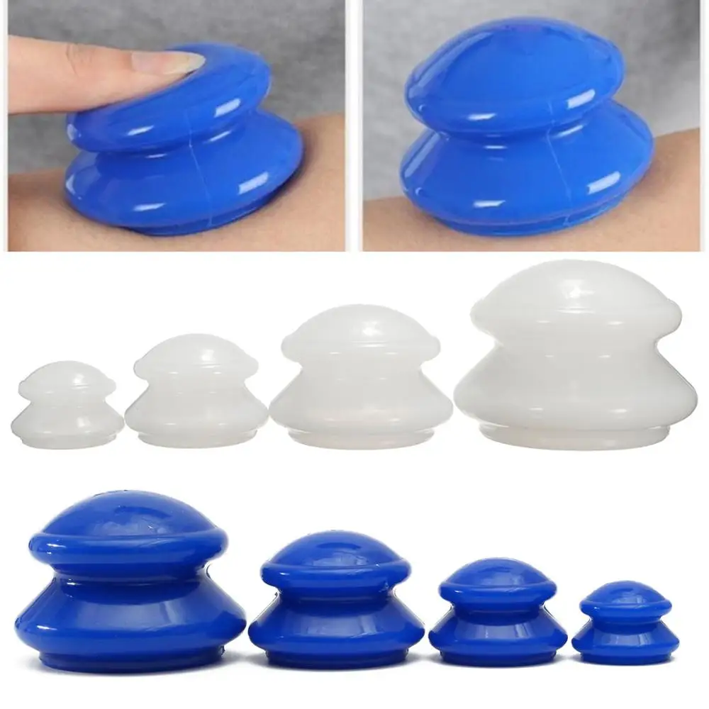 4Pcs Silicone Massage Cupping Set Anti Cellulite Vacuum Cup Massager Chinese Therapy Suction Facial Body