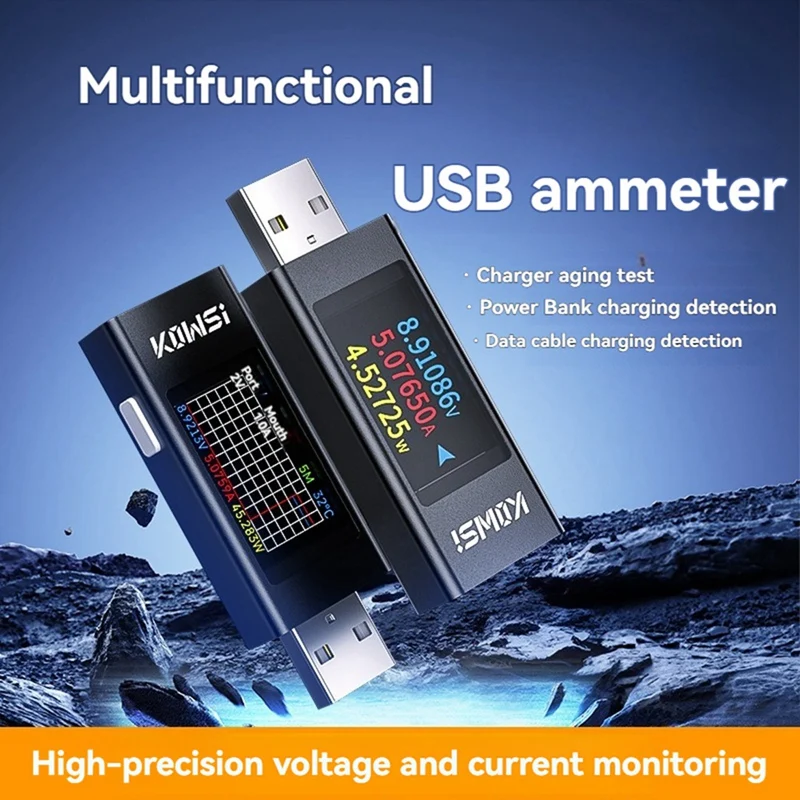 

KOWSI USB Ammeter Multi-Function Digital Display DC Voltage AmmeterJAS