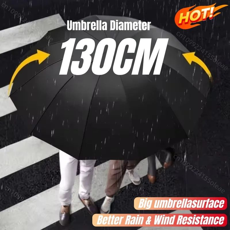 Paraguas plegable extragrande de 130cm, paraguas de lluvia portátil reforzado de alta resistencia a prueba de viento para viaje, uso familiar, nuevo