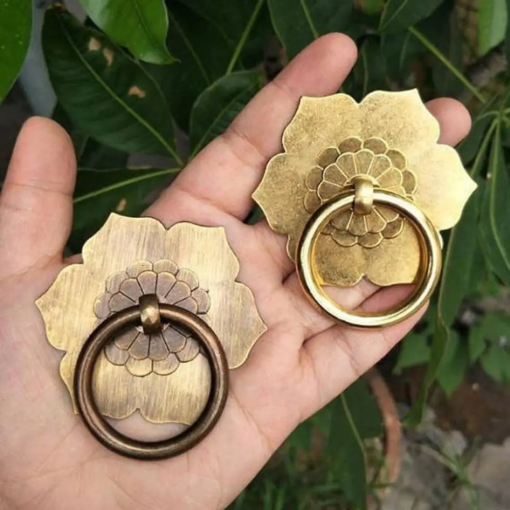 Antique Bronze Brass Drawer Knob, Back Plate Drop Ring Pulls, Dresser Pulls Knobs, Kitchen Cabinet Door Knobs Handles