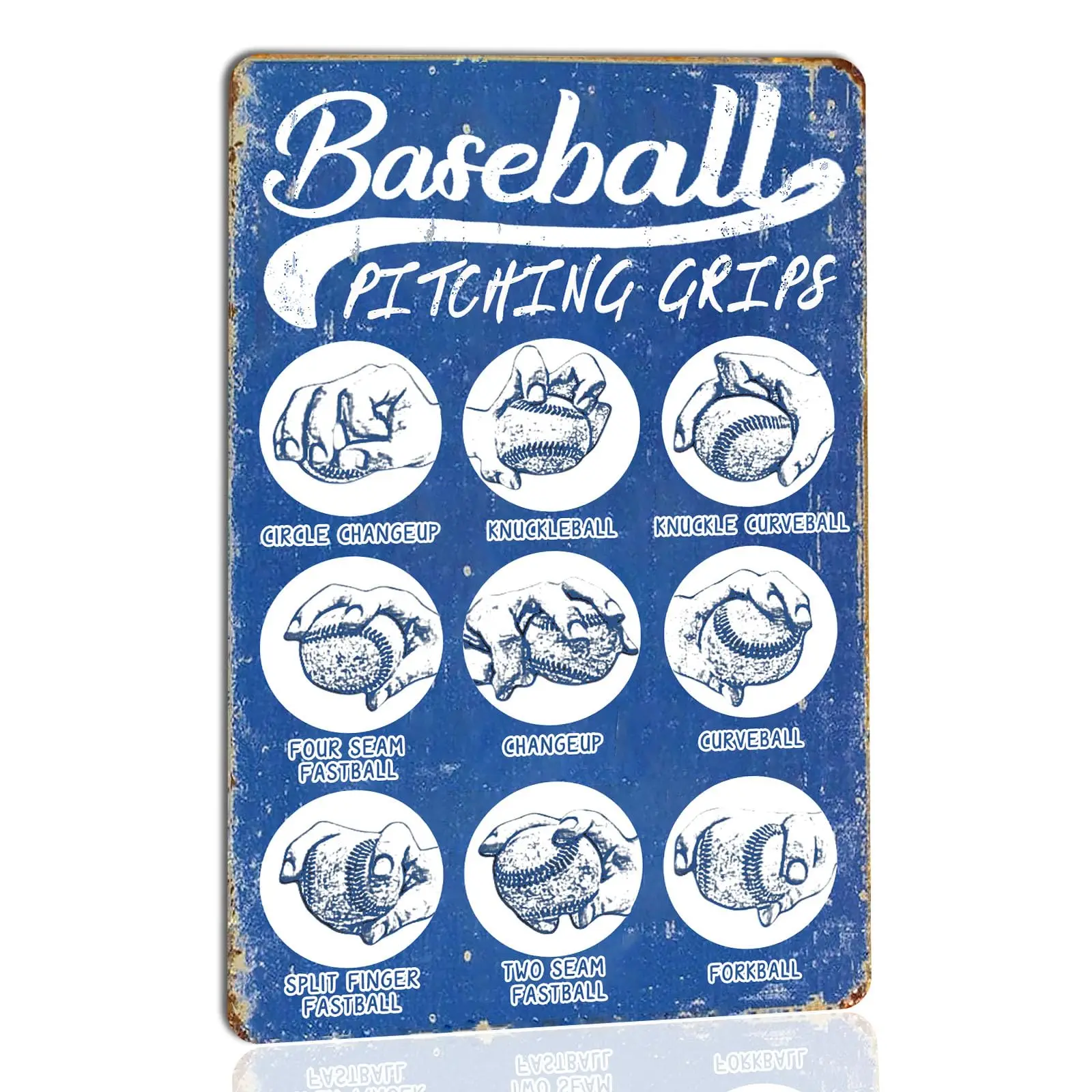 Baseball Room Decor For Boys Baseball Pitching Grips Tin Sign Baseball Wall Art Baseball Accessories Baseball Poster For Boys Ro