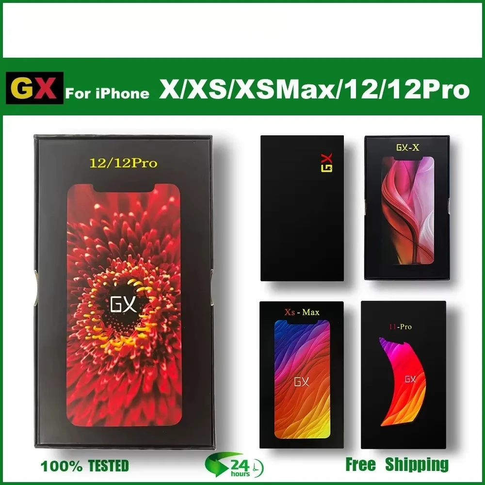 GX High Quality Display OLED True Tone With 3D Touch Screen For iPhone X XS Max 11 12 13 14 15 16Pro Max Screen Replacement LCD