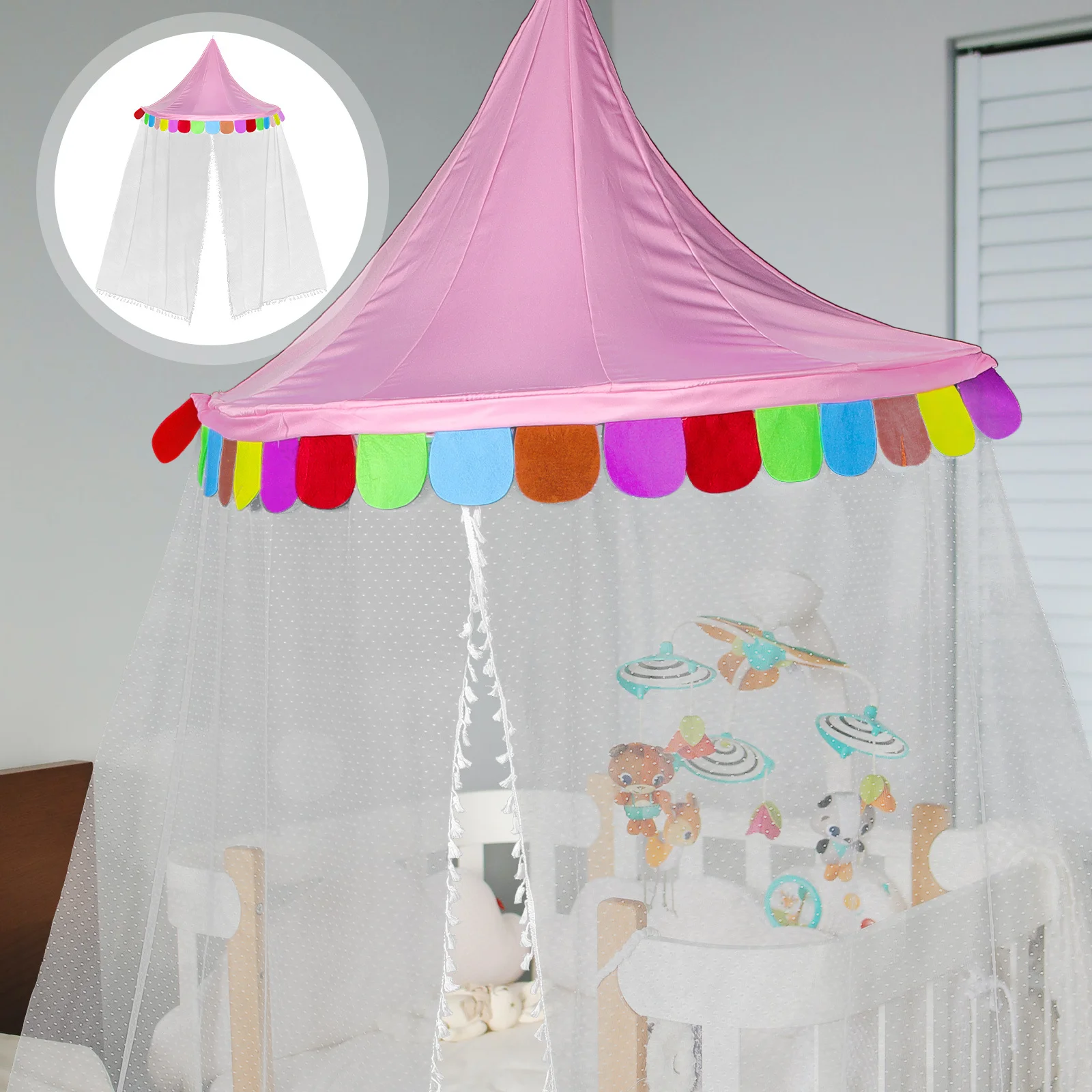 Meia-lua pendurado para crianças interior cúpula forma jogar tenda quarto bug net dossel tenda para crianças pequenas tendas crianças