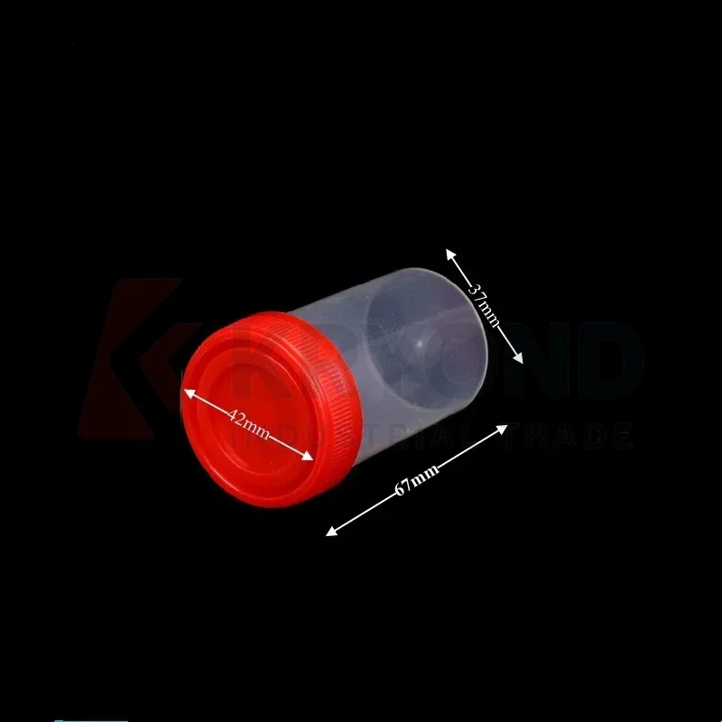 Plastic Urine Container Cup 60 ml Plastic Vials Screw Cover Sputum Cup Height 67mm EO-Sterilized Individual Packing 50/PK