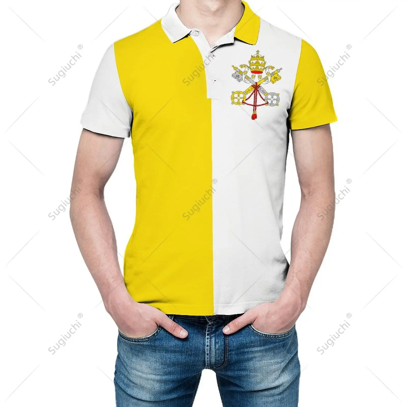 Koszulka Polo Unisex flaga miasta watykańska z nadrukiem 3D dresy modna odzież Polo z krótkimi rękawami