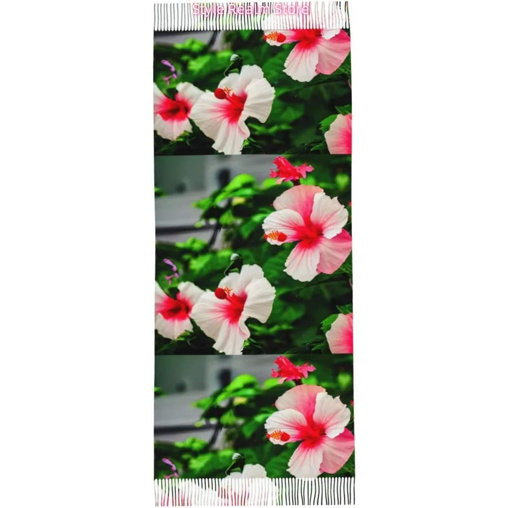 زهور الكركديه طباعة المرأة أزياء الشتاء وشاح لينة نمط طويل الدافئة شال الأوشحة يلتف #5