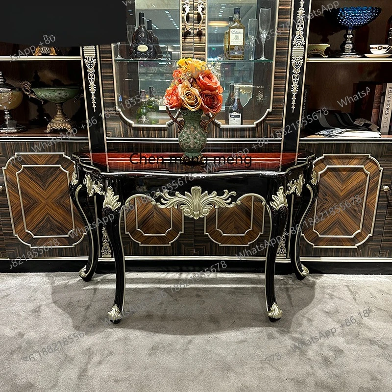 

French solid wood entrance table European court carved decorative table simple light luxury entrance table