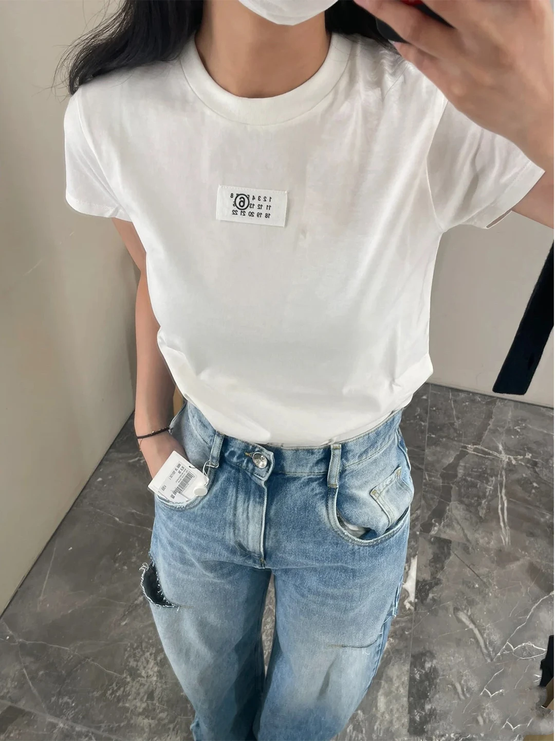 

Slim Fit round Neck Short Sleeve T-Shirt Women's Classic Versatile Spring Summer Digital Logo Label Casual Style Cotton Tee