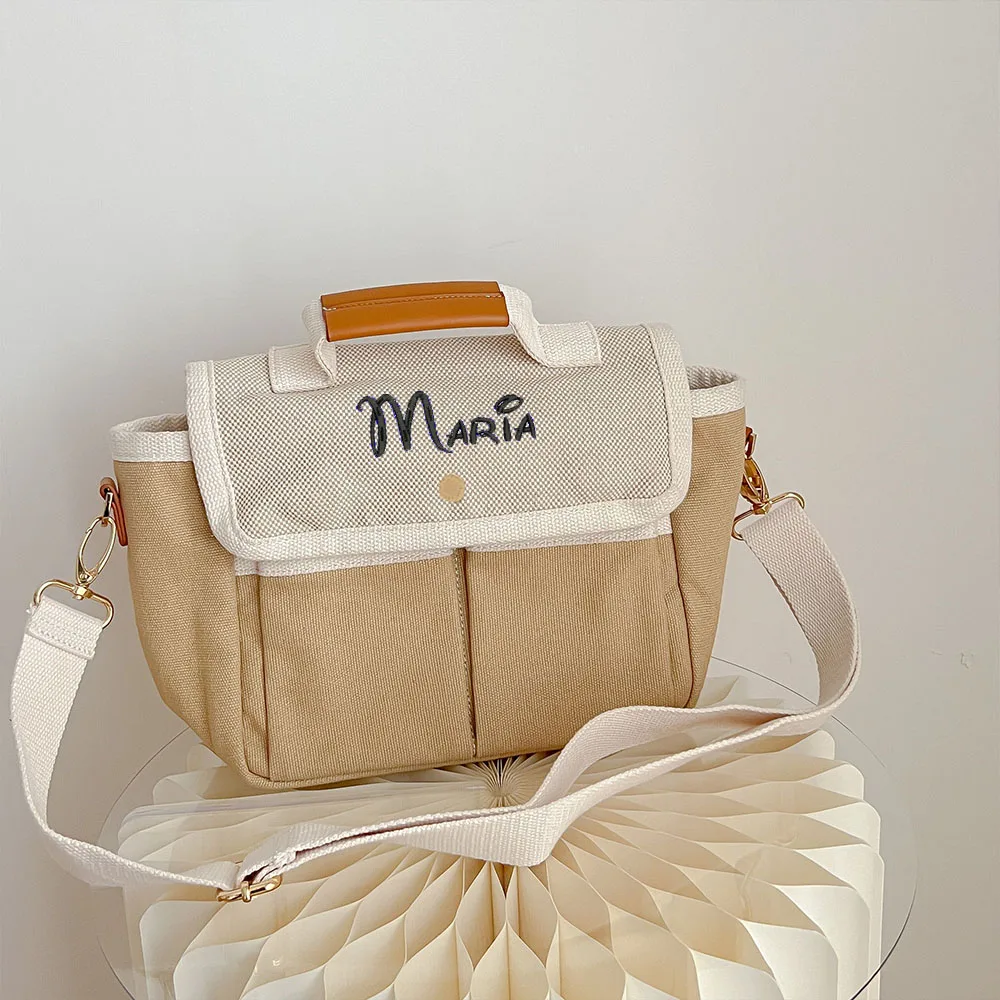 Bolsas de grande capacidade para mulheres, nome personalizado, lona, bolsa casual, bolsa mensageiro, bordada personalizada, ao ar livre, mãe, moda