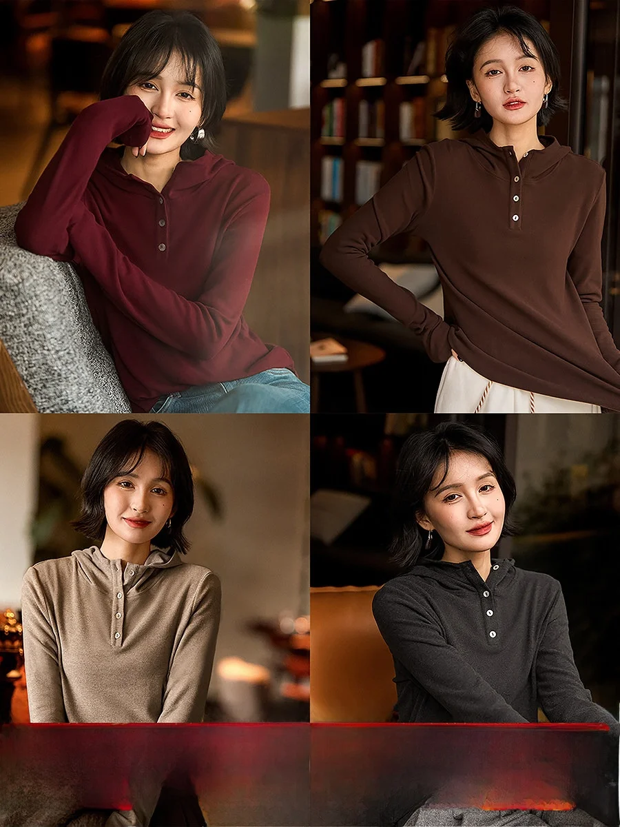 

Новая женская футболка Xhange с капюшоном без застежек, облегающая, комфортная, для повседневной носки, универсальная, 25