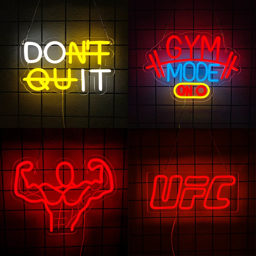 Fitness Series Neon Sign For Wall Decor,Led Neon Light For Office Room,Gym Room,Man Cave,Fitness Club,Garage,Gift For Sports Fan