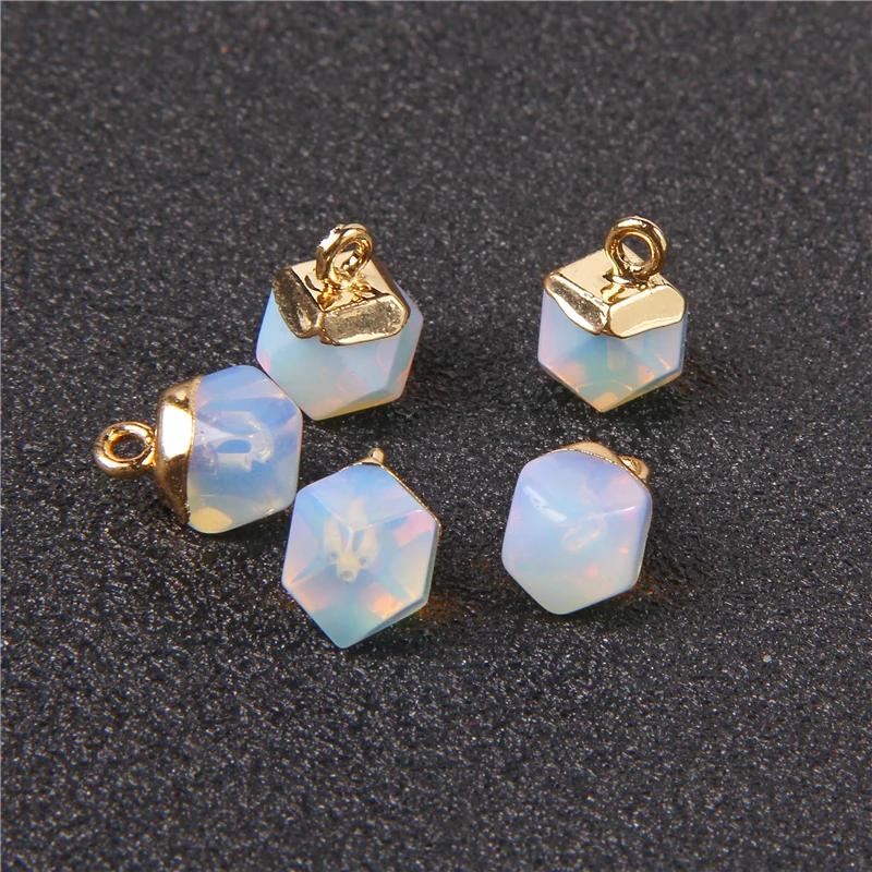 5 Stück Naturstein Quarz Kristall Anhänger Mode 11x9mm grün Malachit Opal Jade Perlen Charms für Schmuck herstellung DIY Halskette