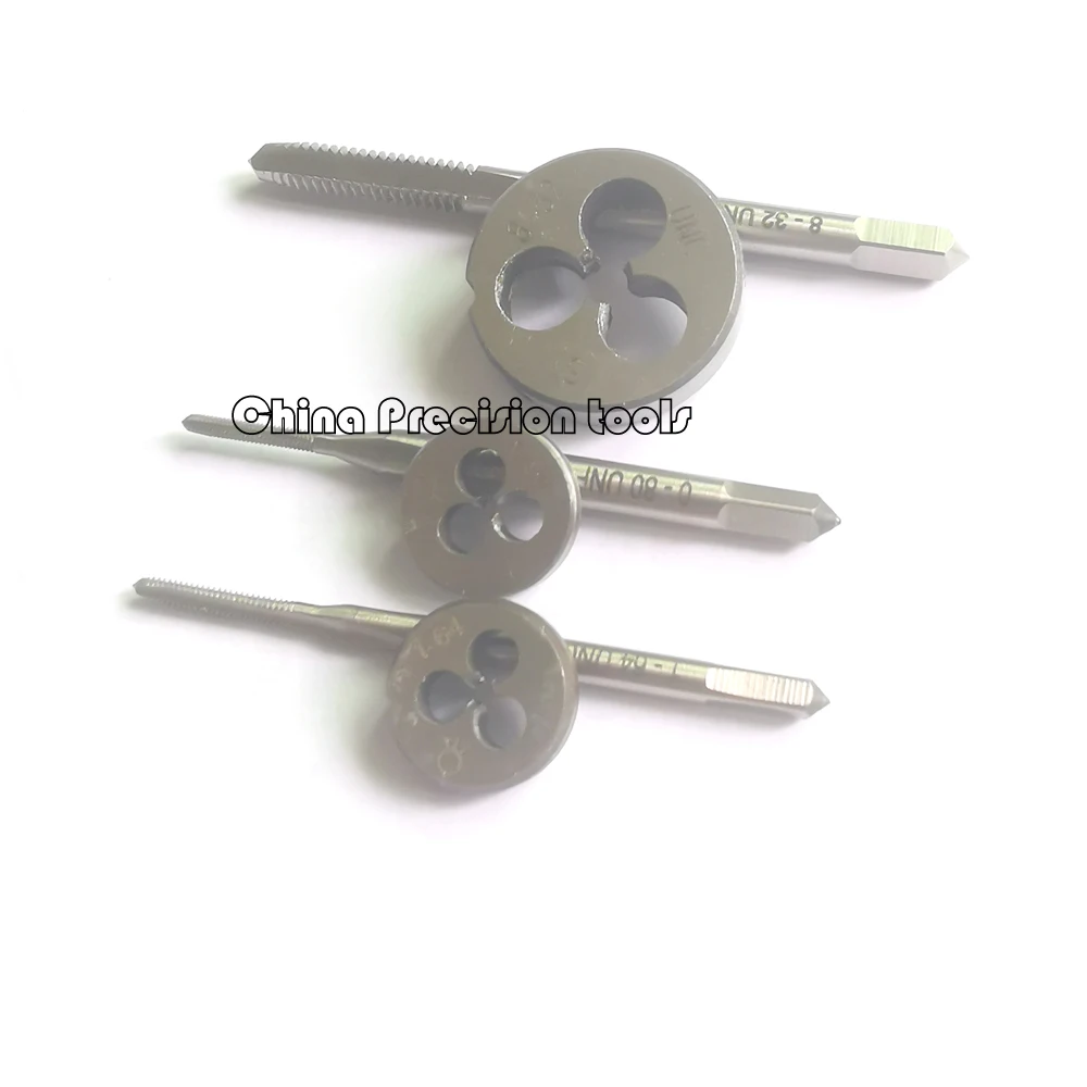 2 pezzi HSS unificated thread tap and die set UNC UN #0-80 #1-64 #2-56 #4-40 5-40 6-32 8-32 10-24 12-24 rubinetti a flauto dritto matrici rotonde