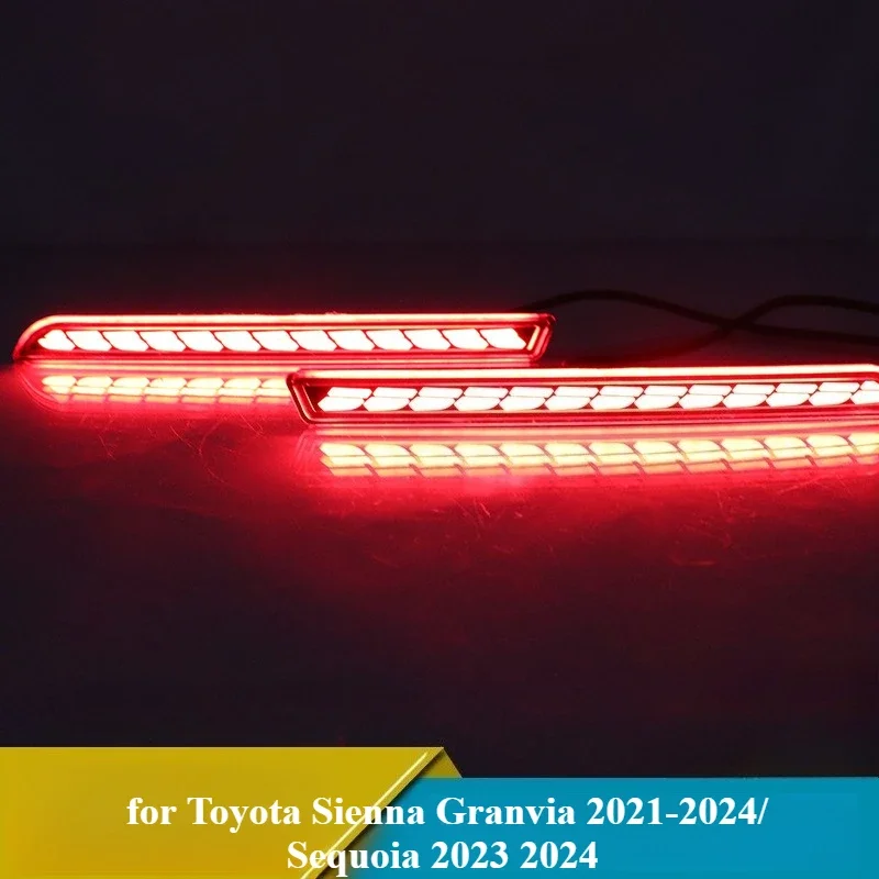 

For Toyota Sienna Granvia 21-24/Sequoia 2023 2024 LED Rear Fog Lamp Brake Light Dynamic Turn Signal Reflector