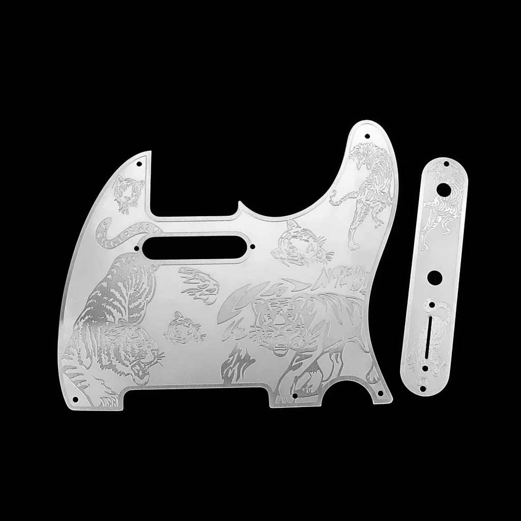 

1pcs Metal Guitar Pickguard with Control Plate 5 Hole Carved Tiger Pattern for Tele TL Electric Guitar Parts