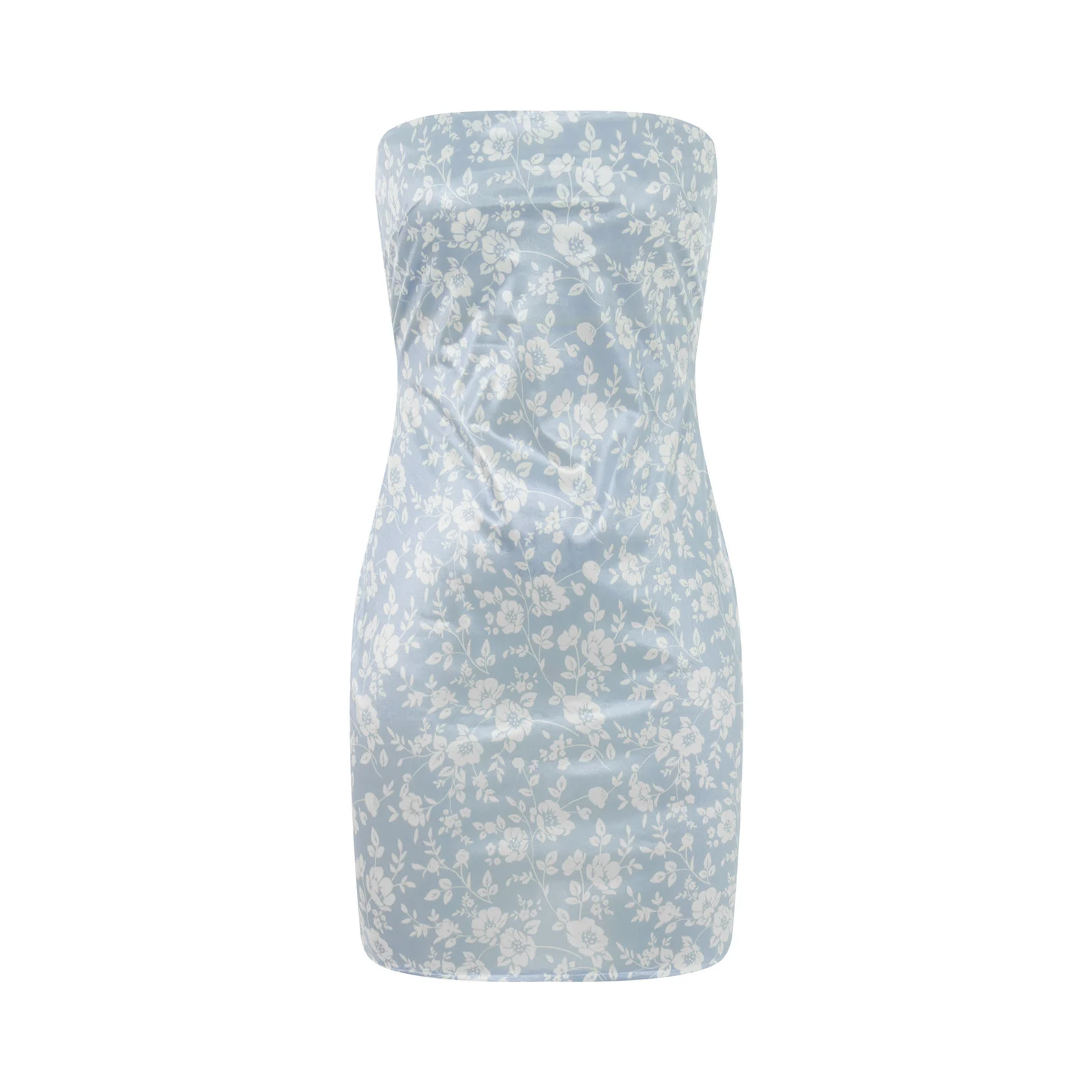 Women´s Tube Top Dress Sleeveless Strapless Floral Jacquard Bodycon Mini Dress Satin Party Gown