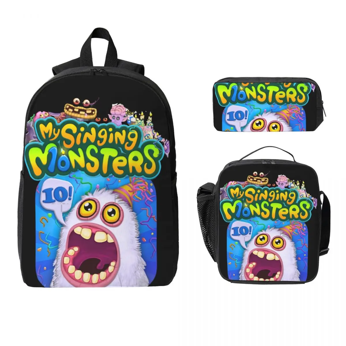 

Wubbox My Singing Monsters Backpack Student BookBag School Bag Computer Shoulder Bags 3ps Insulated Lunch Bag Pencil Case