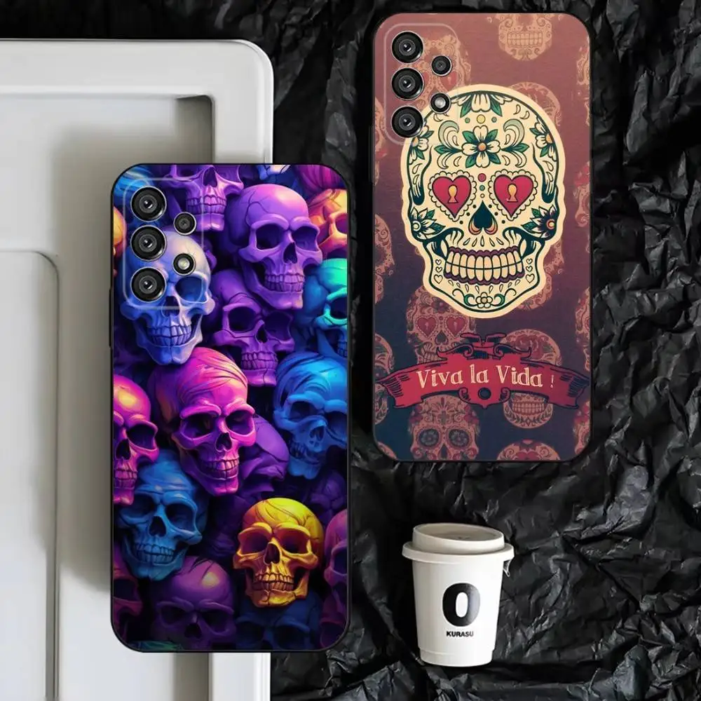 

Mexican Catrina Skull Phone Case For Samsung S25,S24,S23,S22,S21,S20,S10,Ultra,Plus,Lite,FE,Soft Silicone Black Cover